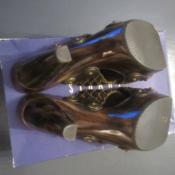 STUART WEITZMAN-Dark Brown Woven Heeled Slides ~ Size 9 - Picture 10 of 16
